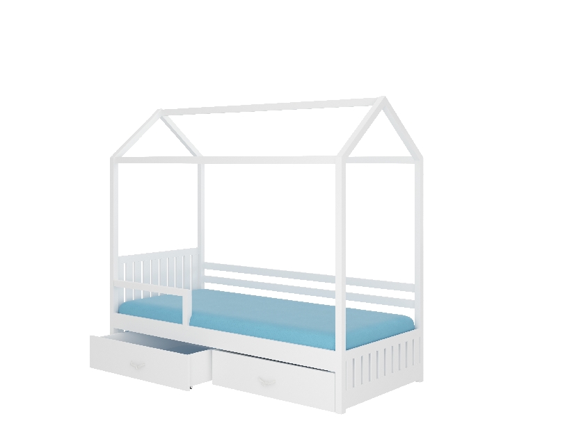 Detská posteľ 180x80 cm Rosie II (s roštom a matracom) (biela)