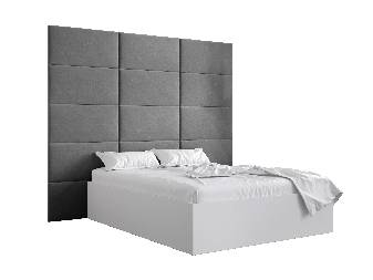 Manželská posteľ s čalúneným čelom 160 cm Brittany 1 (biela matná + sivá) (s roštom)