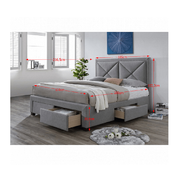 Manželská posteľ 180 cm Grupo (s roštom a úl. priestorom)