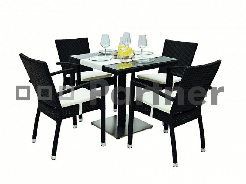 Záhradný stôl Gina (čierna) (um. Ratan)
