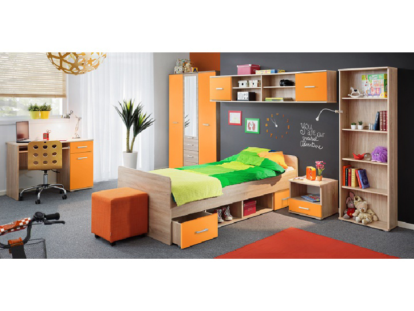 Jednolôžková posteľ 90 cm Emio Typ 04 Oranžová