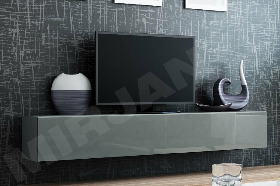 TV stolík/skrinka Mirjan Zylia 180 (šedý + šedý lesk)