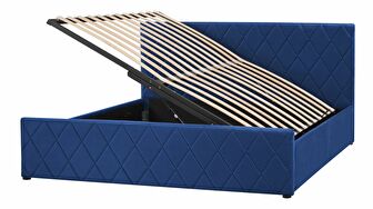Manželská posteľ 160 cm Rhett (modrá) (s roštom a úložným priestorom)