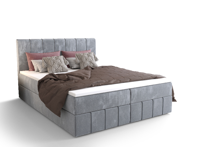 Manželská posteľ Boxspring 140 cm Barack (svetlomodrá) (s matracom a úložným priestorom)