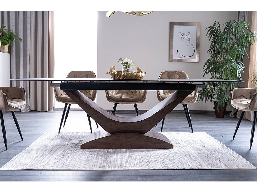 Rozkladací jedálenský stôl 180-240 cm Danyell (sivá + orech) (pre 8 a viac osôb)