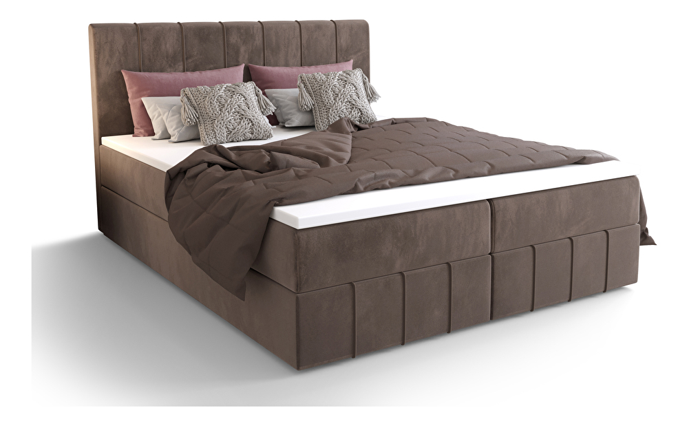 Manželská posteľ Boxspring 180 cm Barack Comfort (hnedá) (s matracom a úložným priestorom)
