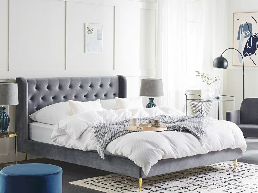 Manželská posteľ 160 cm Flora (sivá) (s roštom)