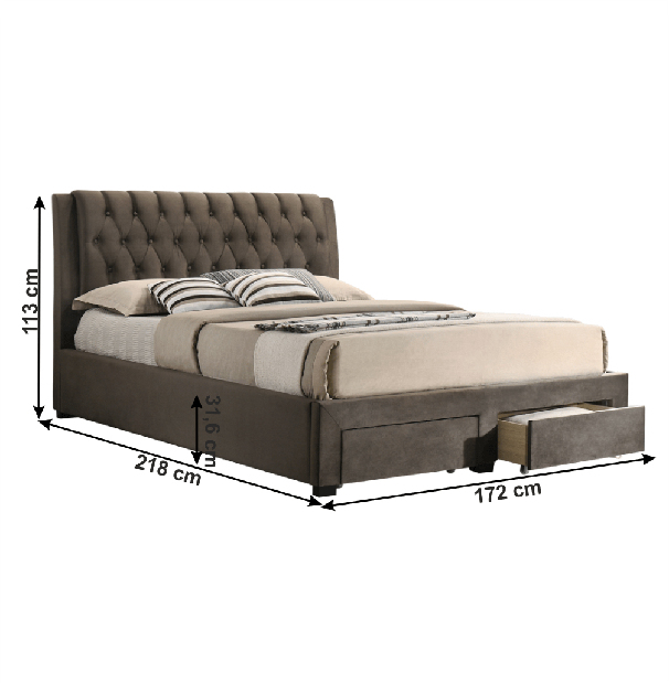 Manželská posteľ 160 cm Zalla (s roštom) (tmavohnedá)