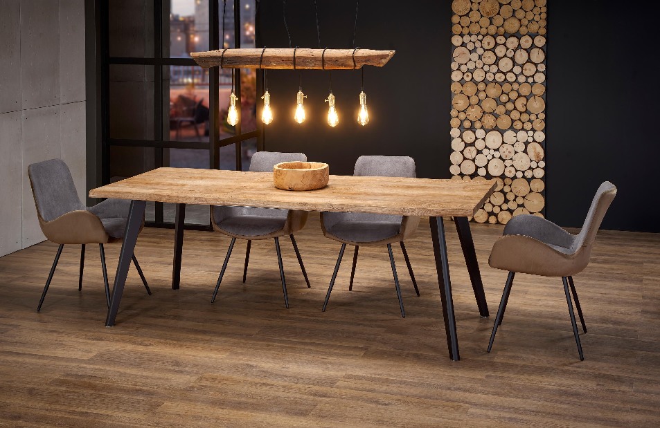 Jedálenský stôl Dirk (pre 6 až 8 osôb) (dub prírodný + čierna) *výpredaj