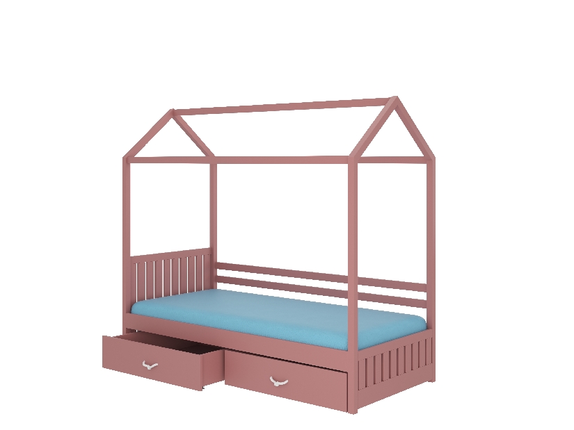 Detská posteľ 200x90 cm Rosie I (s roštom a matracom) (ružová)