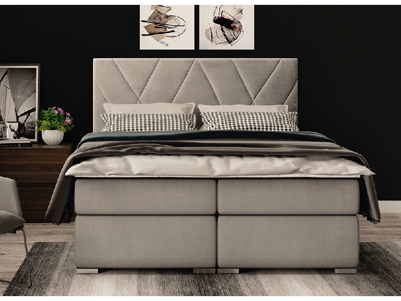 Kontinentálna posteľ 160 cm Lanarra (čierna ekokoža) (s úložným priestorom)