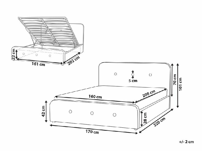 Manželská posteľ 160 cm ROME (s roštom a úl. priestorom) (sivá)