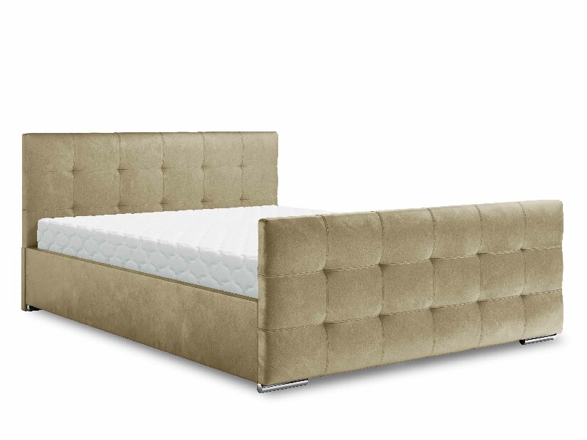 Manželská posteľ 160 cm Billie (béžová) (s roštom a úložným priestorom)