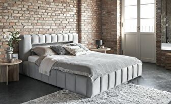 Manželská posteľ 160 cm Luxa (svetlosivá) (s roštom, úl. priestorom a LED)