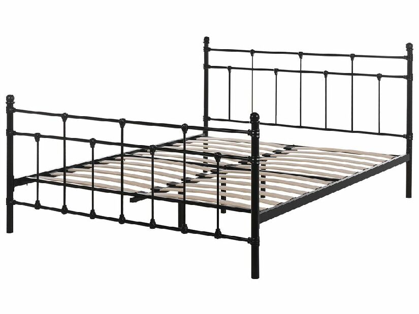 Manželská posteľ 160 cm LUXO (s roštom) (čierna)