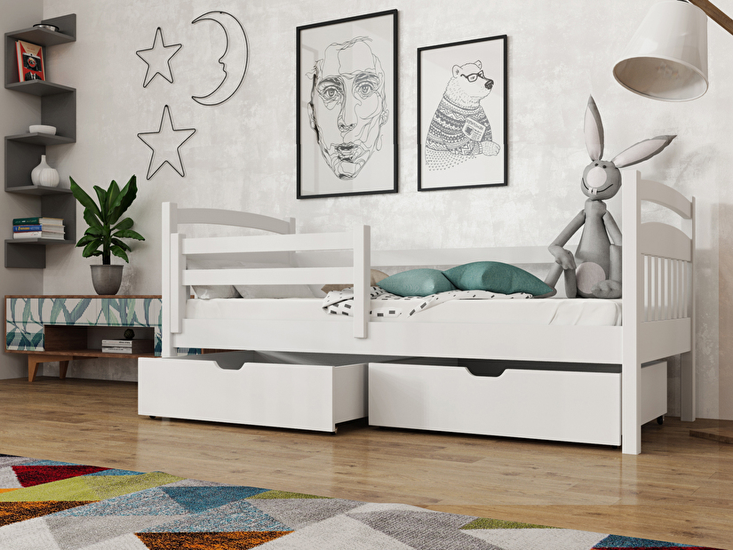 Detská posteľ 90 x 190 cm Karine (s roštom a úl. priestorom) (biela)