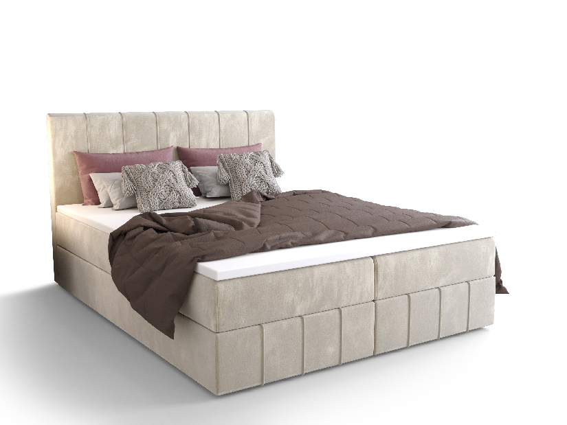 Manželská posteľ Boxspring 180 cm Barack (béžová) (s matracom a úložným priestorom)