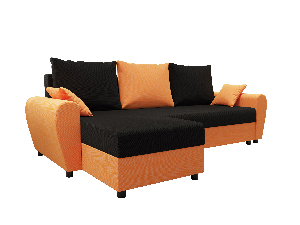 Rohová sedacia súprava Fleur L (oranžová + čierna) (L)