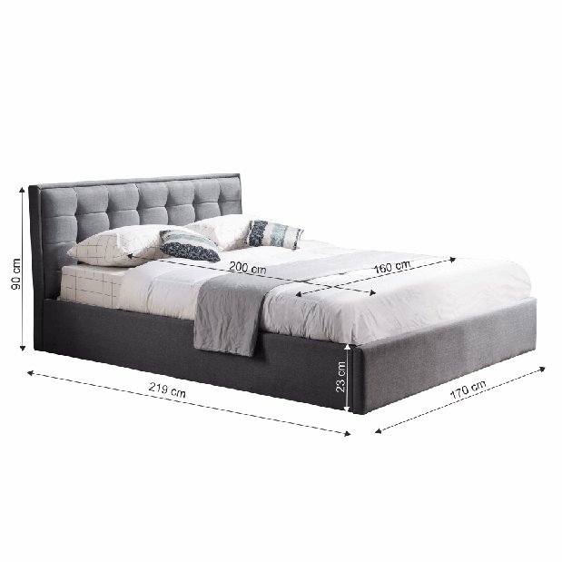Manželská posteľ 160 cm Essie (s roštom) (sivá) *výpredaj