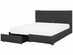 Manželská posteľ 180 cm Rhiannon (sivá) (s roštom a úložným priestorom)