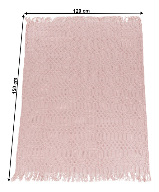 Pletená deka so strapcami 120x150 cm Solia Typ 1(svetloružová)