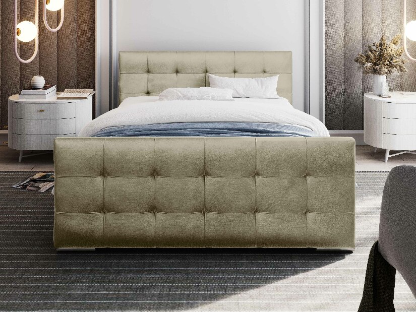 Manželská posteľ 180 cm Billie (béžová) (s roštom a úložným priestorom)