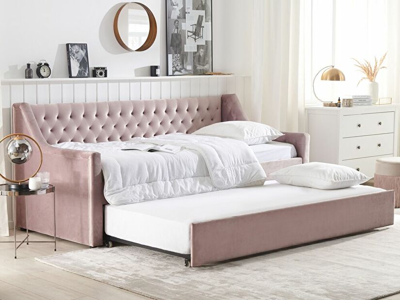 Rozkladacia posteľ 90x200 cm Maisha (ružová)