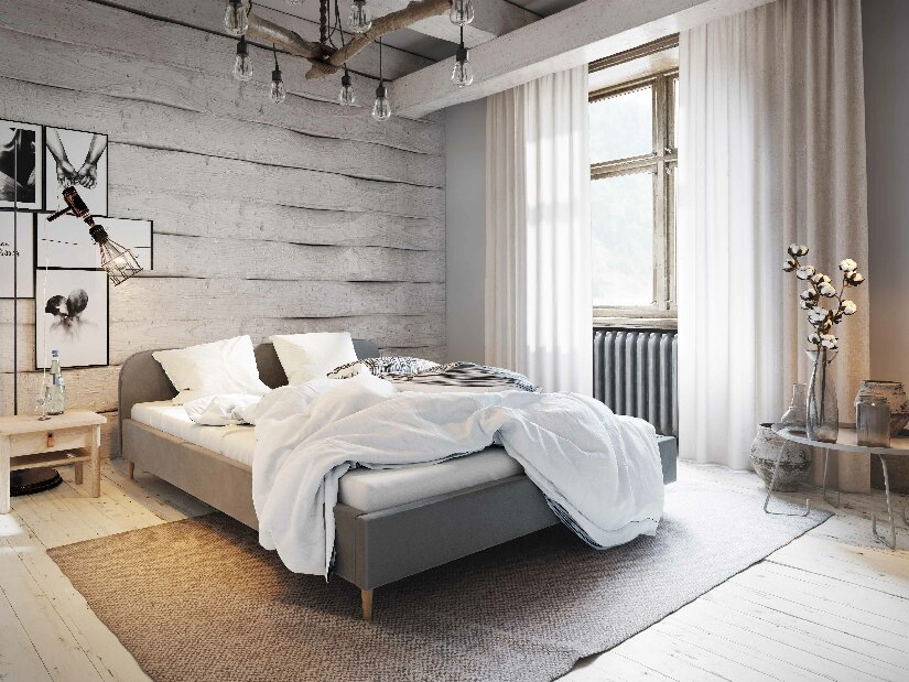 Manželská posteľ 120 cm Lon (sivá) (bez roštu a úložného priestoru)