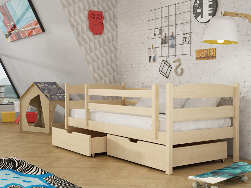 Detská posteľ 80 x 180 cm Zora (s roštom a úl. priestorom) (borovica)
