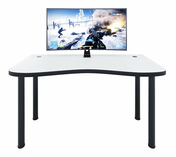 Herný pc stôl Gamer Y (biela + čierna) (bez osvetlenia)