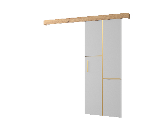 Posuvné dvere 90 cm Sharlene VII (biela matná + dub artisan + zlatá)