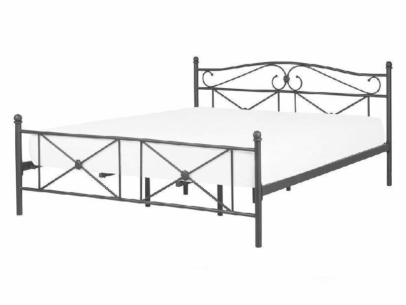 Manželská posteľ 140 cm RANDEZ (kov) (čierna) (s roštom)