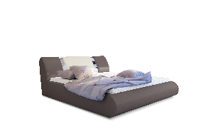 Manželská posteľ 140 cm Fabio (hnedá + krémová) (s roštom a úl. priestorom)