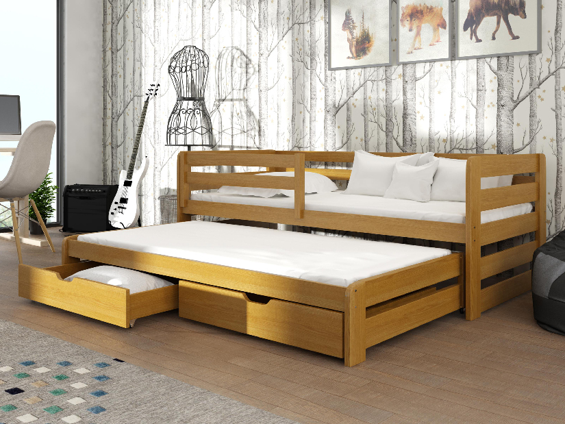 Detská posteľ 90 cm Simo (dub) (s roštom)