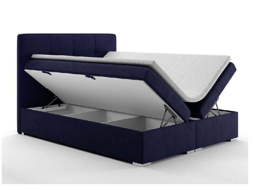 Manželská posteľ Boxspring 160 cm Loty (tmavomodrá) (s úložným priestorom)