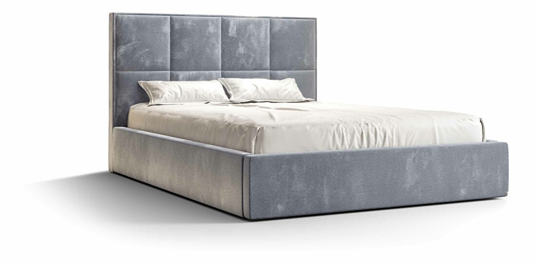 Manželská posteľ 140 cm Gino (svetlomodrá) (s roštom a úložným priestorom)