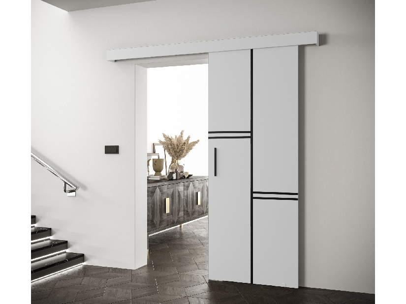 Posuvné dvere 90 cm Sharlene VIII (biela matná + biela matná + čierna)