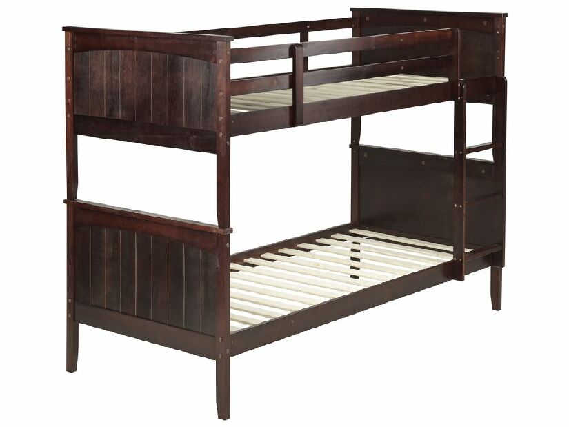 Poschodová posteľ 90 cm Alf (tmavé drevo) (s roštom)