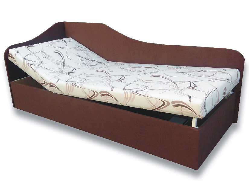 Jednolôžková posteľ (váľanda) 90 cm Abigail (Sand 10 + Tmavohnedá 40) (L)