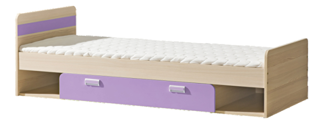 Jednolôžková posteľ 80 cm Echo L13 fialová (s roštom a matracom)
