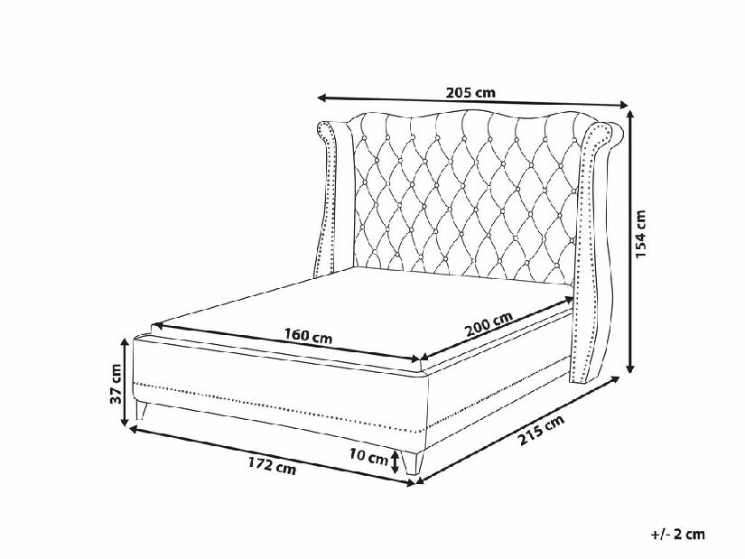 Manželská posteľ 160 cm ATREY (polyester) (sivá) (s roštom)