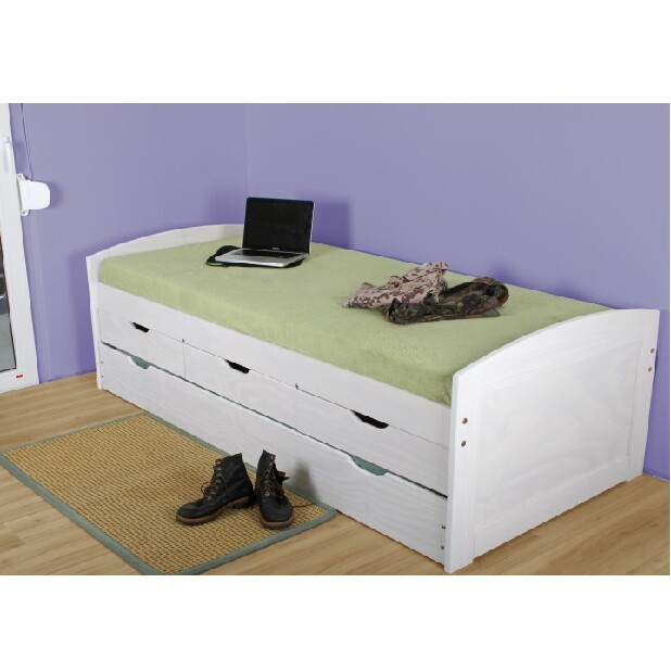 Rozkladacia posteľ 90 cm Mercatu (s roštom) (biela) *výpredaj