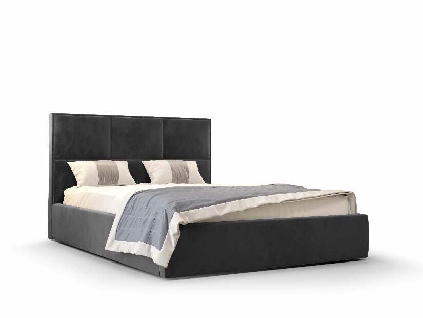 Manželská posteľ 160 cm Elna (tmavosivá) (s roštom a úložným priestorom)