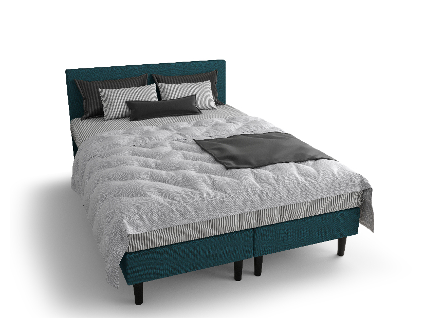 Manželská posteľ Boxspring 140 cm Rita (tmavomodrá) (s matracom, bez úložného priestoru)