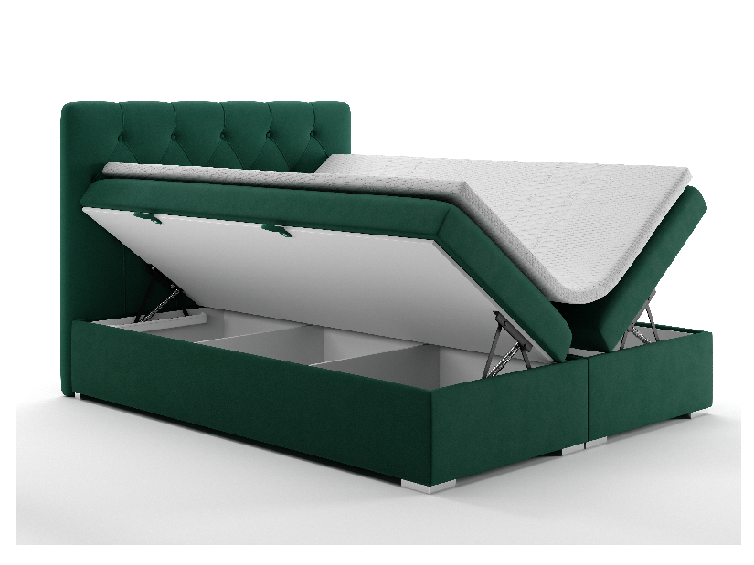 Manželská posteľ Boxspring 140 cm Ronda (tmavozelená) (s úložným priestorom)