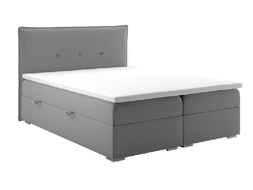 Manželská posteľ Boxspring 140 cm Carla (sivá)(s úložným priestorom)