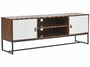 TV stolík/skrinka NAVVEA (tmavé drevo + biela)