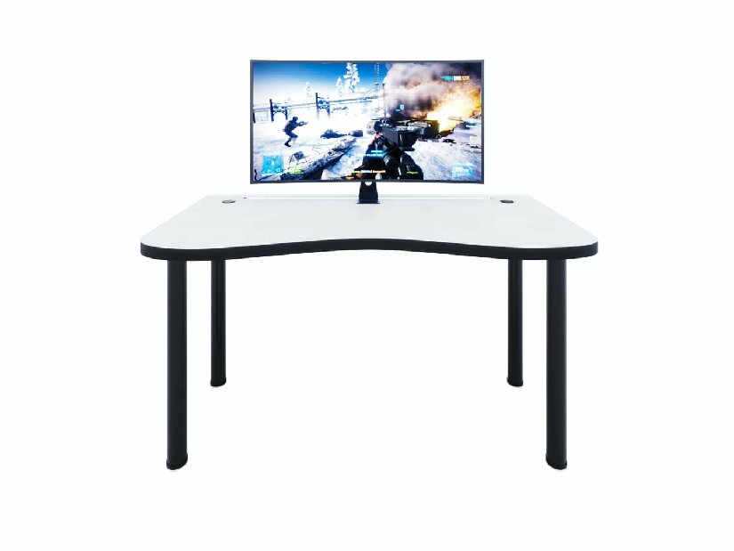 Herný pc stôl Gamer Y (biela + čierna) (s RGB LED osvetlením)