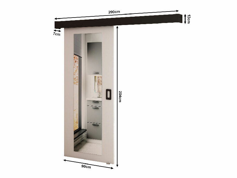 Posuvné dvere 90 cm Bethany II (biela matná + čierna matná)