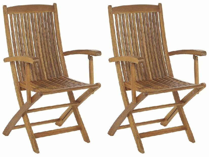 Set 2 ks. záhradných stoličiek Mali (svetlé drevo)